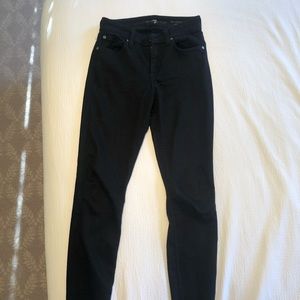 7 for all Mankind black mid-rise skinny jeans